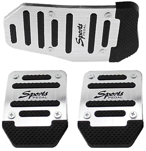 EIHI Auto-Anti-Rutsch-Fußpedal, Auto-Pedale-Abdeckung Kraftstoff-Beschleuniger-Bremspedal-Pads-Kit, Auto-Beschleuniger Gas Bremspedal Kupplungspedal, Silber, 3 Stück