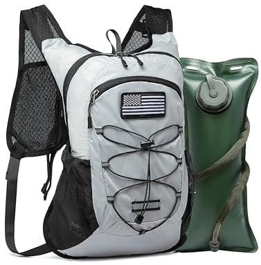Wotony Trinkrucksack mit Wasserblase und Trinksystem – perfekt zum Wandern, Radfahren, Klettern, Camping und Radfahren – Wasserrucksack mit Blase im Lieferumfang enthalten (weiß, 43,2 cm)