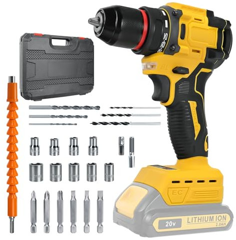 Akku-Bohrschrauber für DEWALT 20V Akkus,25+1Drehmoment Einstellung, Max. Drehmoment 60N-m, LED-Arbeitslicht für Haus und Garten DIY-Projekt (Batterien nicht enthalten)