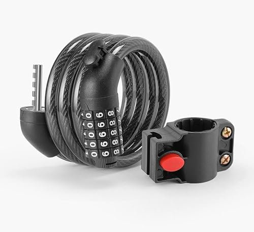 Candado Bicicleta - Candado Moto - Candado Bicicleta Antirrobo - Candado Bici - Longitud del Candado 105 cm - Diámetro del Cable de Acero de 10 mm - Candado con Combinación Numérica de 5 Dígitos
