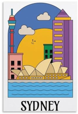 Jdjdu Sydney Vintage-Reiseposter, Geschenk, Wanddekoration, Malerei, Poster, Leinwand, Kunstposter