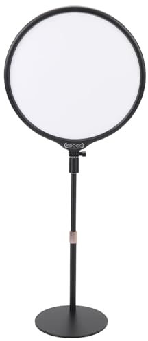 Schreibtisch-Ringlicht, 14 Zoll 2900 K-6600 K Dimmbares Vollbild-Selfie-Licht mit Verstellbarem Höhenständer und um 180° Drehbarem Lichtkopf, Tragbares Licht für Videoaufnahmen