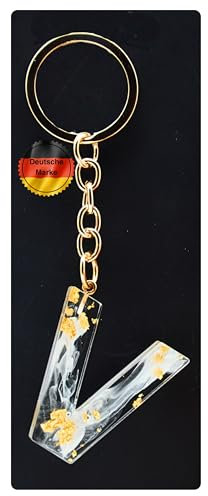 KEYSPACE Schlüsselanhänger Buchstabe-süße Buchstaben Anhänger Gold Weiß-elegant personalisierte Schlüsselanhänger mit Namen-kleine Geschenkideen Geburtstag Freundin (V)