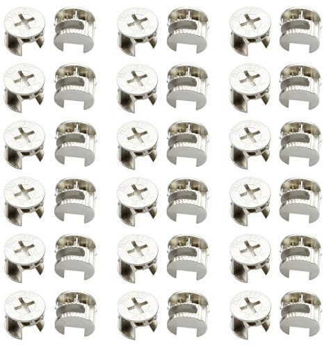DEFIYEAR 36 PCS Cam Lock Nuts, 15x10.5mm Cam Lock Fittings Zinc Alloy for Furniture Repair, Durable Furniture Screws Connector Nuts for Cabinet, Drawer, Dresser, Wardrobe, Furniture Panel Connecting