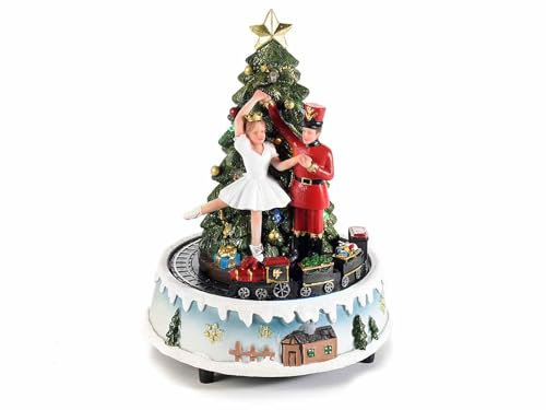 Carillon Natalizio con Ballerina e schiaccianoci in Movimento, luci Multicolore e Musica