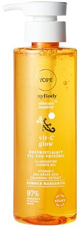 YOPE ILLUMINATING SHOWER GEL WITH VITAMIN C | AHA ACID |REVITALIZES | 97% INGREDIENTS OF NATURAL ORIGIN | VEGAN | SCENT ORANGE, PEACH, LEMON | 300ml