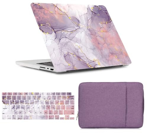 FFBOFFC Hülle Kompatibel mit MacBook Pro 13 Zoll 2020 2019 2018 2017 2016 Freisetzung A2338 A2289 A2251 A2159 A1989 A1708 A1706, PU Leder Schützende Hartschale & Hülle Tasche, Lila Murmel