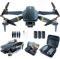 Drone pieghevole per principianti con fotocamera - 2650 ft di portata, 60+ min di volo, WiFi FPV, 4K HD, motore brushless, Auto Hover, Auto Follow (3 batterie)