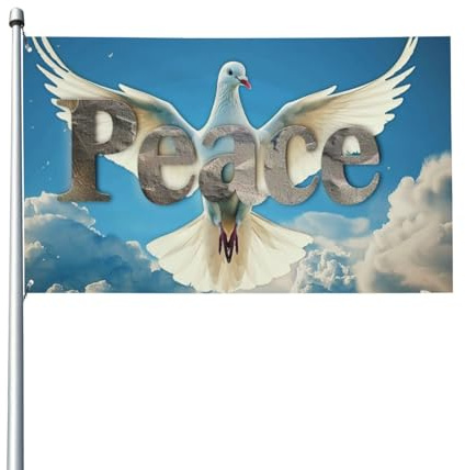 Blau Flagge Frieden Taube Flagge 3x5 ft Flagge Peace Frieden Friedensfahne mit Taube Flagge Friedenstaube Friedensfahne Peace Zeichen Fahne für Indoor Outdoor Deko Zubehör