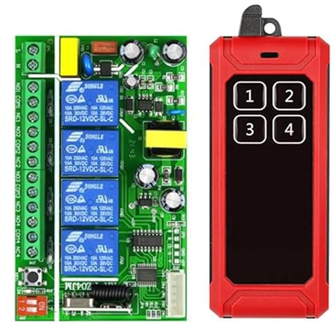 433 MHz industriale AC 110 V 220 V 4 canali RF telecomando con ricevitore, telecomando con portata di 20 – 200 m (1RF)