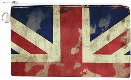 Vintage Union Jack Britische Flagge Münzbörse mit Schlüsselring Niedliche Kleingeld Geldbörse Reise Tragbar Schlüsselanhänger Geldbörse mit Reißverschluss für Frauen Mädchen Stil Einheitsgröße