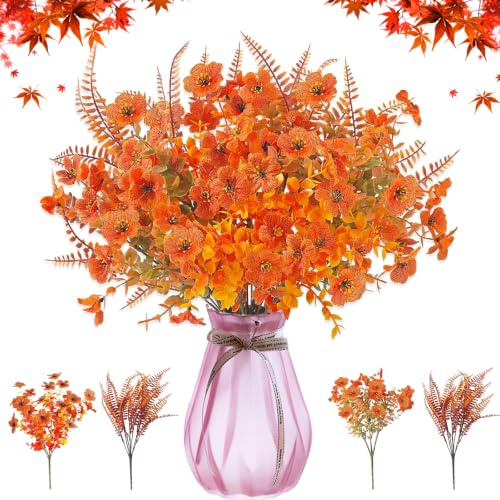 MaibaoteMbt Künstliche Herbstblumen, 6 Bündel Kunstblumen Herbst Deko, Künstlich Herbststrauß, Plastikblumen Herbst, Pflanze Blumen, Herbstblumen Deko, für Erntedankfest