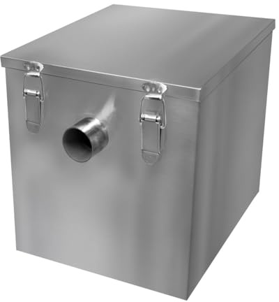 Commercial Grease Trap 35L Under Sink Interceptor 5KG Stainless Steel Waste Fat Oil Water Separator Filter Restaurant Kitchen Takeaway Hotel Café 50mm Inlet Outlet Compact 33cm H x 29cm W x 39cm D