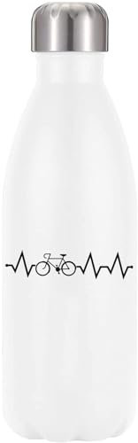 Borraccia termica termica con battito cardiaco per bicicletta, colore bianco