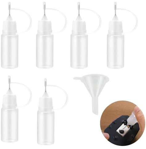 JFGDVW 7 PCS Precision Tip Applicator Bottles, Applicator Bottle, Liquid Dropper Fillingbottles, for DIY Quilling Craft, Oiler Bottle, Small Gluing Projects, Acrylic Painting with Small Funnel