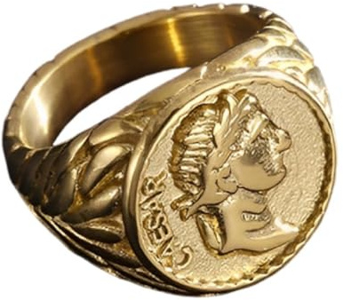 Fachoice Römischer Kaiser Ring für Männer Goldener Römischer Kaiserring Mode Reichs Schmuck fur Herren