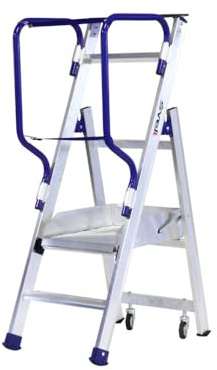 Svelt Scala a Castello - Piattaforma Mobile Professionale per Picking, Protezione 360°, Norme E.M.E.R., Altezza Lavoro 250 cm, 2 Ruote Autobloccanti, Corrimani Richiudibili (2 Gradini)