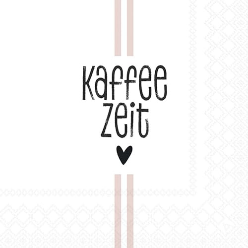 Servietten Papier 33x33cm 3-lagig 20 Stück - hochwertig & nachhaltig - Einweg-Papierservietten mit Schriftzug Kaffeezeit – Lunchservietten Tischdeko - Küche Gastronomie Events Partys