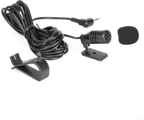 Microfono per auto con cavo esterno da 3,5 mm con cancellazione del rumore, per autoradio Sony, Kenwood Alpine, cavo da 3 m, nero