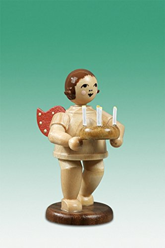 Rudolphs Schatzkiste Holzfigur Weihnachtsengel mit Adventskranz und Krone Natur Höhe 6,5cm NEU Holzengel Instrument Seiffen Erzgebirge Figur Dekoration Holzfiguren Weihnachten Fensterschmuck