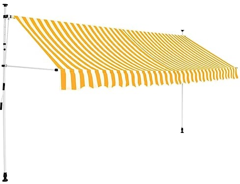 vidaXL Markise Einziehbar Handbetrieben Wasserabweisend Sonnenschutz Klemmmarkise Balkonmarkise Terrasse Balkon Garten 350cm Orange Weiß Gestreift