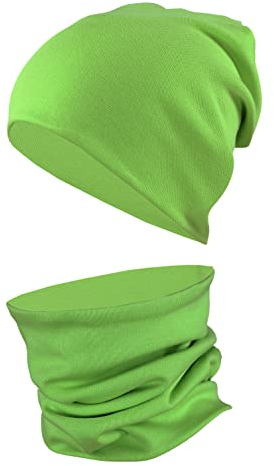TupTam Mütze und Schal Kinder Set – Weiches Schal Mütze Set Kinder für Herbst und Winter, Farbe: Lindgrün, Größe: 52-56