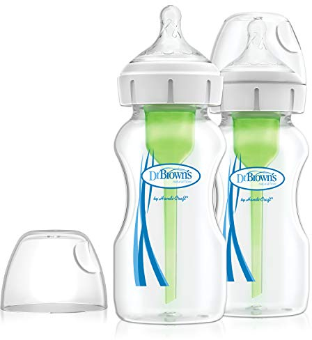 Dr. Brown's Options+ Anti-Kolik-Babyflasche mit weitem Hals, 270 ml, 2 Stück