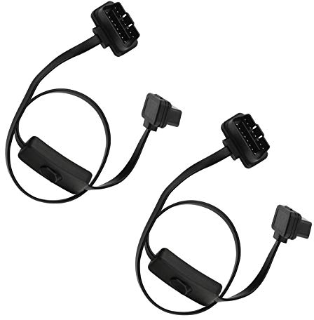 Futheda 2 OBD 2 Kabel 16 Pin Stecker auf Buchse OBD-II/EOBD rechtwinklig Diagnosegerät OBD2 Adapter Verlängerungskabel mit Netzschalter kompatibel mit Auto Motor