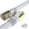 VEEtOP Cavo Ethernet 20 Metri Cat 8 Piatto LAN Rete RJ45 in Oro per Alta velocità 40 Gigabit / 2000 MHz (20m Bianco)