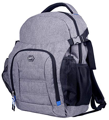 QHP b.v. Reitrucksack | 20 Liter Inhalt | Praktischer Rucksack | Bequemes Tragen | Vielseitig einsetzbar | Große Reißverschlusstasche | inkl. Netztaschen (Grau)