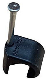 Black Round Plastic Cable Clips & Fixing Nails for Round Cable, Arctic Flex etc Available in Sizes 7-10 mm, 100 Clips (100, 7-10 mm)