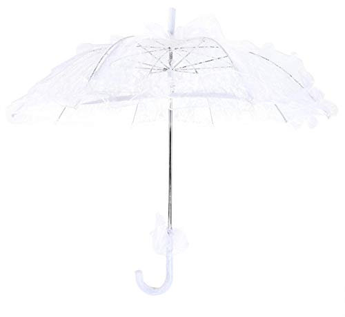 HERCHR Lace Umbrella, Vintage Lace Parasol Wedding Bridal Umbrella Lady Umbrella Parasol Romantic Embroidery Umbrellas for Wedding Party Decoration Photo Props Costume Accessory