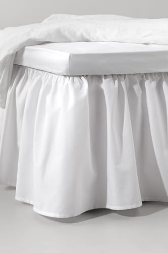 Jotex Zack Volant Betthusse - 100% hochwertige Bio-Baumwolle Bettrock, Höhe 45 cm - Weiß, 160 x 200 cm