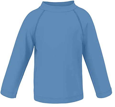 LACOFIA Traje de baño Infantil Camiseta de baño de Manga Corta para niños Rashguard con UPF 50+ protección Solar Secado rapido Azul-Gris 9-10 años