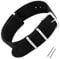 Cobee Uhrenarmband aus Nylon, Armbänder für Männer und Frauen Ersatz Militärarmband mit 4 Ringen Armband Uhrenarmbänder Schwarze Uhrenarmbänder mit silberner Metallschnalle (18mm, Schwarz)