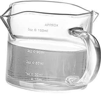 Sharplace Glass Measuring Cup Double Spouts with Scale Temperature Resistant Small Milk Cup Measure Jugs for Wine Liquid, 150ml
