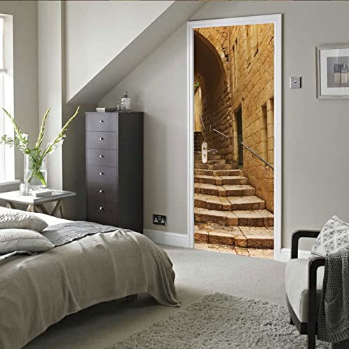 stickers placard 40x120cm(15.74 inches * 47.24 inches) Papier Peint Porte Sticker Porte Muraux 3D Intérieure Trompe L'Oeil Décoration Autocollants De Porte Imperméable Amovible