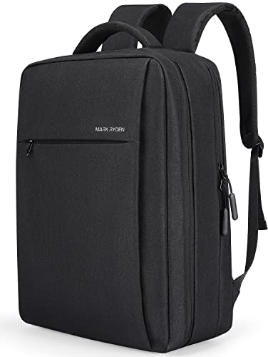MARKETRON Laptop Rucksack Herren, 180 Grad Offen Schulrucksack Notebook Backpack Tagesrucksack, Wasserdicht Laptoprucksack für Schule Arbeit Reisen-Schwarz