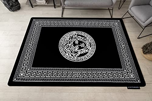 rugsx Elegant Teppich Hampton für Zimmer, Wohnzimmer, Schlafzimmer, Medusa griechisch schwarz 160x220 cm