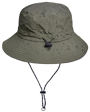 INSISMY Sonnenhut Damen Herren UV Schutz Wanderhut Packbar und Faltbar Bucket Hat mit Haken Verstellbarer Wasserdichter Regenhut