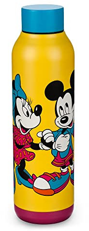 Disney Store Official Mickey and Minnie Water Bottle, 630ml, Stainless Steel Flask with Contrast Screw Top Lid and Base