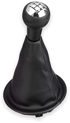 1neiSmartech Set Schaltknauf mit 5 Gängen und Schaltmanschette aus schwarzem Kunstleder mit Haltering für Schalthebel, kompatibel mit Autos Citroen Berlingo III ab 2008 Peugeot Partner ab 2008