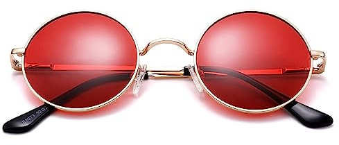 Pro Acme Retro Kleine Runde Polarisierte Sonnenbrille für Männer Frauen (Goldene Rahmen | Rot Linse)