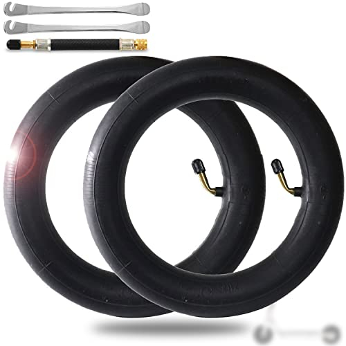 BABEJIA 2PCS Cámaras de Aire Patinete 10x2.125, Cámaras de Aire Reforzada para Patinete Electrico 10 pulgadas, con 2 Palancas de Montaje y 1 Extensión Inflable