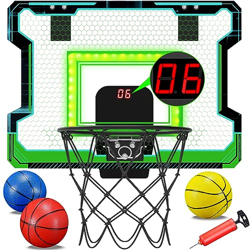 OKKIDY Leucht-Basketballkorb mit elektronischer LED-Anzeigetafel, kleines Basketballspiel Sportspielzeug für Kinder Jugendliche Erwachsene, Geschenkidee 6, 7, 8, 9, 10, 12+ Jahre alte Mädchen Jungen