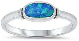 Joyara Sterling Silber 925 Blau Opal Ring 50