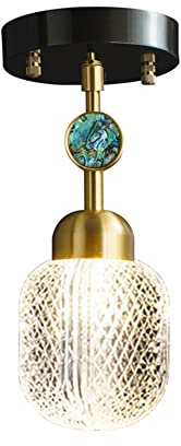 TPWEWRX Moderne Glas Deckenleuchten Messing Gold Emaille Design Deckenlampe Schlafzimmer Deckenleuchten Art Deco Pendelleuchte für Flur Foyer Wohnzimmer Esszimmer Küche