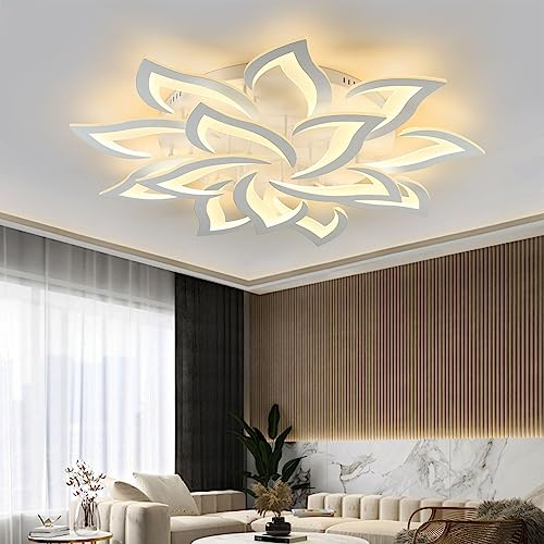 Sky angle LED Deckenleuchte Dimmbar,Wohnzimmerlampe mit Fernbedienung,Schlafzimmer Deckenlampe Moderne Deckenbeleuchtung Deckenbeleuchtung,Dimming 14 Heads/Ø100cm/130W