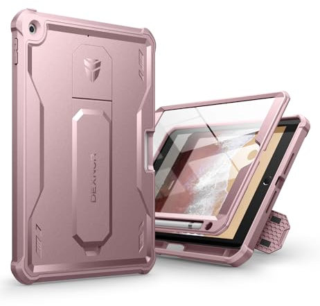 Dexnor Funda para iPad 9.7 Pulgadas (2017/2018), 360°Cubierta Protectora de Todo el Cuerpo Carcasa del Parachoques con Protector de Pantalla Incorporado para iPad 9.7 - Rosa