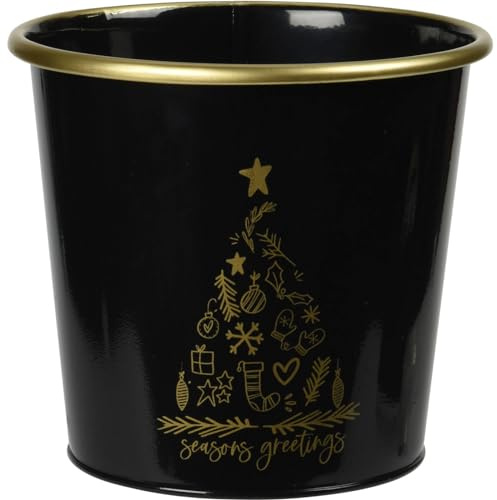 Home & Styling Metalleimer für Weihnachten, schwarz, 20,5 x 18 cm